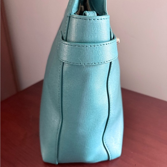 Furla Agata Leather Satchel in Teal Blue. LNC - Picture 10 of 16